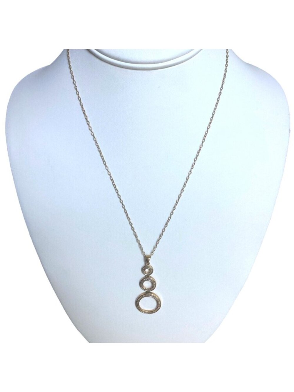 Gold Vermeil Sterling Silver Necklace Triple Circle Pendant PAJ Minimalist